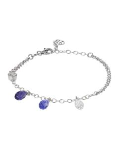 Bracelet double thread in silver with Swarovski from violet accents and zircons