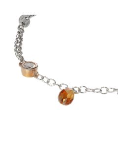 Bracelet double thread in silver bicolor with Swarovski golden shade and zircons