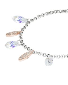 Bracelet in silver bicolor with Swarovski boreal and zircons
