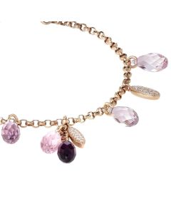Bracelet in silver plated pink gold with zircons and Swarovski by shades of lilac