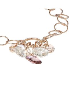 Bracelet rollò gold-plated silver pink with zircons and sprigs of swarovski