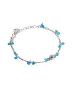 Bracelet double wire with light blue zircons