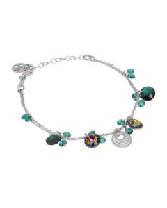 Bracelet double wire with zircons and Swarovski by shades of green