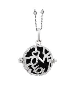 
Rhodium-plated necklace with opening casket written I love you and wadding