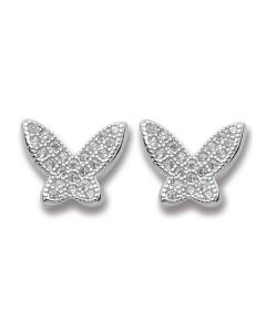 Earrings in the lobe in the shape of a butterfly with zircons