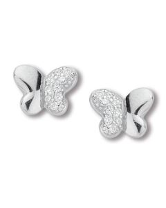 Earrings in the lobe in silver and zircons with throttle
