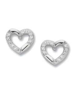Earrings in heart with zircons