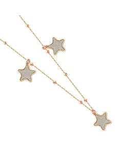 Necklace with stars glitterate gold plated pink