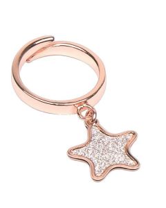 Adjustable Ring Gold plated pink with glitter star