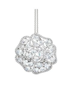 Necklace with floral decoration of white zircons