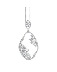 Necklace with profile and decoration in white zircons