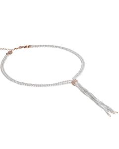 Collana con pendente a ciuffetto, perle Swarovski, argento rosato e zirconi
