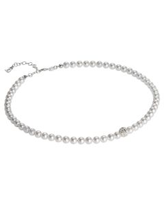 Collana di perle Swarovski con centrale satinato in argento