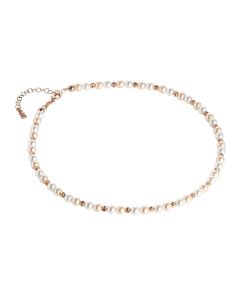 Pink necklace with Swarovski beads alternated with diamond balls