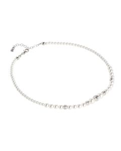 Collana con filo di perle Swarovski e passanti in argento diamantato