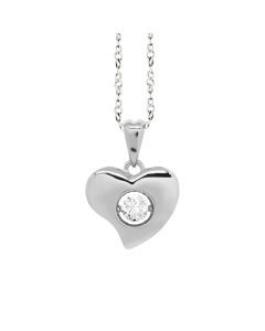 Necklace Pendant with a curved heart measurement "medium" and zircon