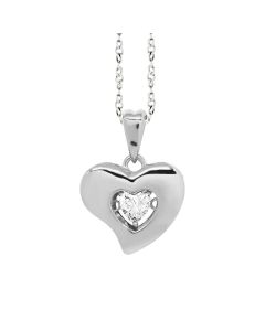 Necklace Pendant with a curved heart measurement "large" and zircon