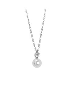 Necklace with a pendant of zircon diamond cut and Swarovski pearl