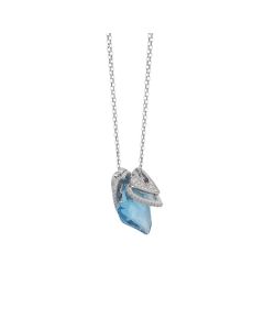 Necklace double thread with SWAROVSKI to heart aquamarine and zircons