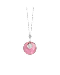 Necklace with Swarovski pendant antique pink and half moon of zircons