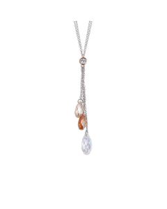 Necklace bicolor with sprigs of Swarovski golden shade and zircons