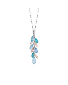 Necklace Pendant with a sprig of Swarovski from shades of blue and shuttles of zircons