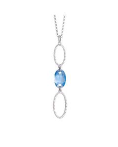 Necklace with a pendant of zircons and Swarovski Aquamarine