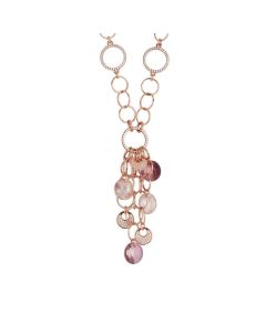 Necklace rollo gold plated pink with sprigs of Swarovski  
and zircons