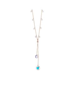 Necklace with white zircons and Swarovski aurora borealis