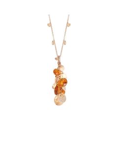 Necklace with zircons champagne and Swarovski cluster at the golden shade