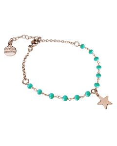 
Rosé bracelet with green crystals and star