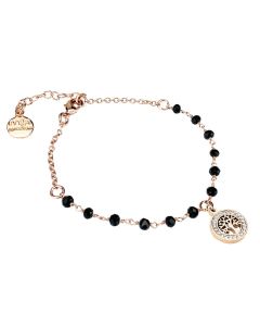 
Rosé bracelet with black crystals and tree of life