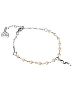 
Bracelet with beige crystals and lucky charm