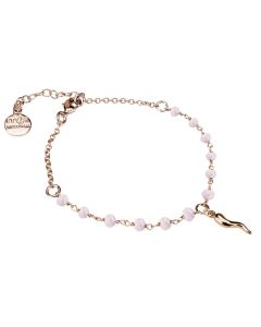 
Rosé bracelet with pink milk crystals and lucky charm