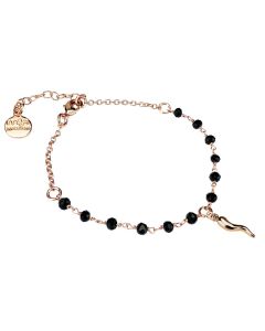 
Rosé bracelet with black crystals and lucky charm