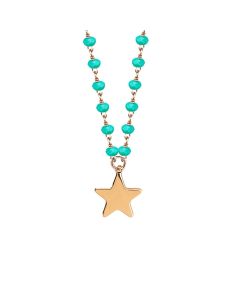 
Rosé necklace with green crystals and star