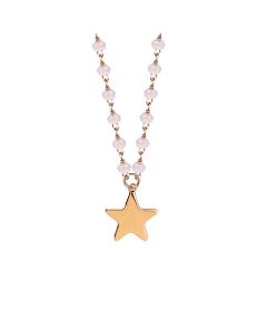 
Rosé necklace with pink milk and star crystals