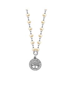 
Necklace with beige crystals and tree of life