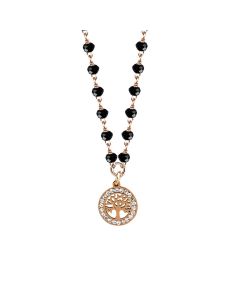 
Rosé necklace with black crystals and tree of life