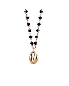 
Rosé necklace with black crystals and shell