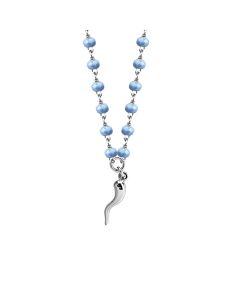 
Necklace with light blue crystals and lucky charm