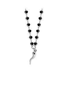 
Necklace with black crystals and lucky charm