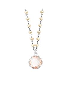 
Necklace with beige crystals and peach crystal pendant