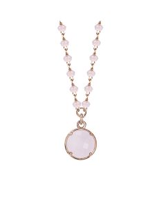 
Rosé necklace with crystals and rose milk pendant