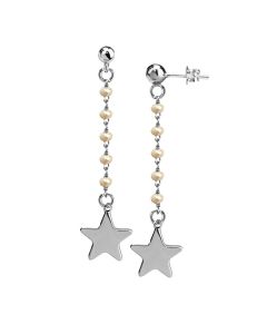 
Earrings with beige crystals and final star