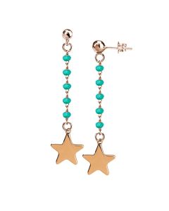 
Earrings with green water crystals and final star