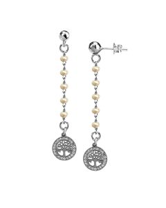 
Earrings with beige crystals and tree of life