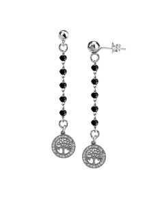 
Earrings with black crystals and tree of life