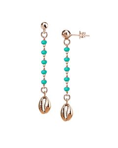 
Rosé earrings with green water and shell crystals
