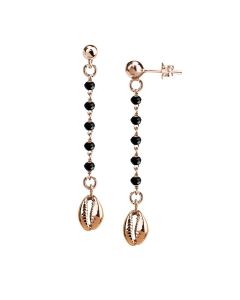 
Rosé earrings with black crystals and shell